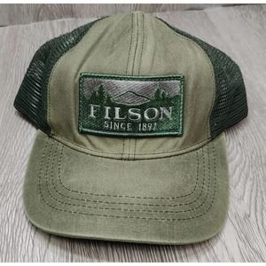 Filson Men's Hat Snapback Mesh Adjustable Waxed Color Green Embroidered Patch